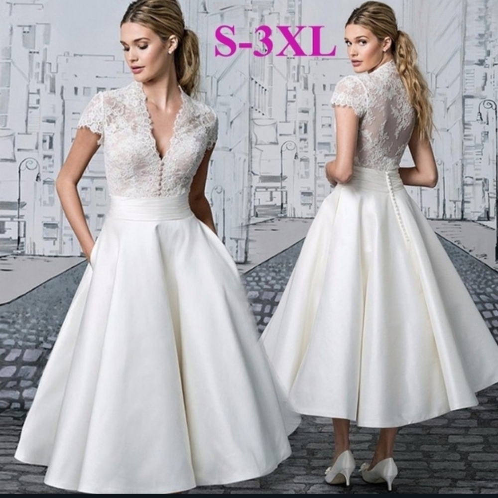 Vintage Inspired White Floor Length Wedding Dress